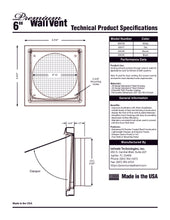 6WV - 6" and Wall Vent by Inovate - Low Profile Kitchen/Bath Exhaust Wall Vent - Powder Coated Colors