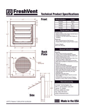 FreshVent™ Low-Profile Air Intake Vent – Powder Coated Galvalume Steel, Patented Vent Cover for ERV, HRV & Make-Up Air Systems