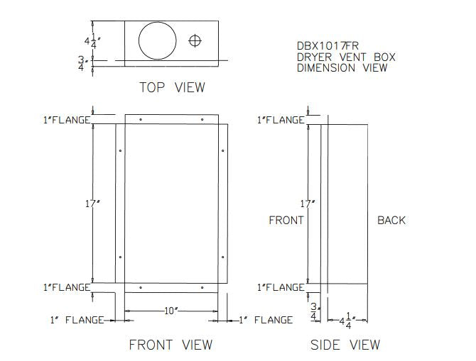 Metal Dryer Vent Box DBX1017FR White for 2x6 Walls