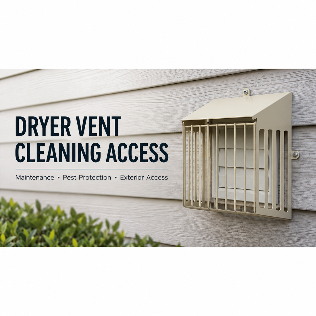 Defender Access+ dryer vent guard open for exterior dryer vent cleaning and pest protection