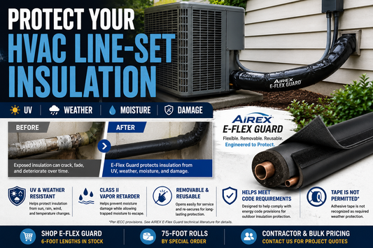 AIREX E-Flex Guard protecting outdoor HVAC line-set insulation from UV and weather exposure