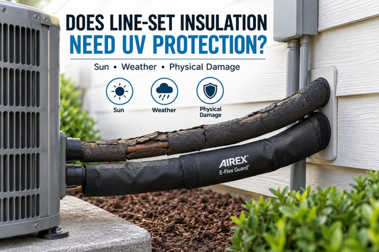 AIREX E-Flex Guard protecting outdoor HVAC line-set insulation from UV exposure and weather