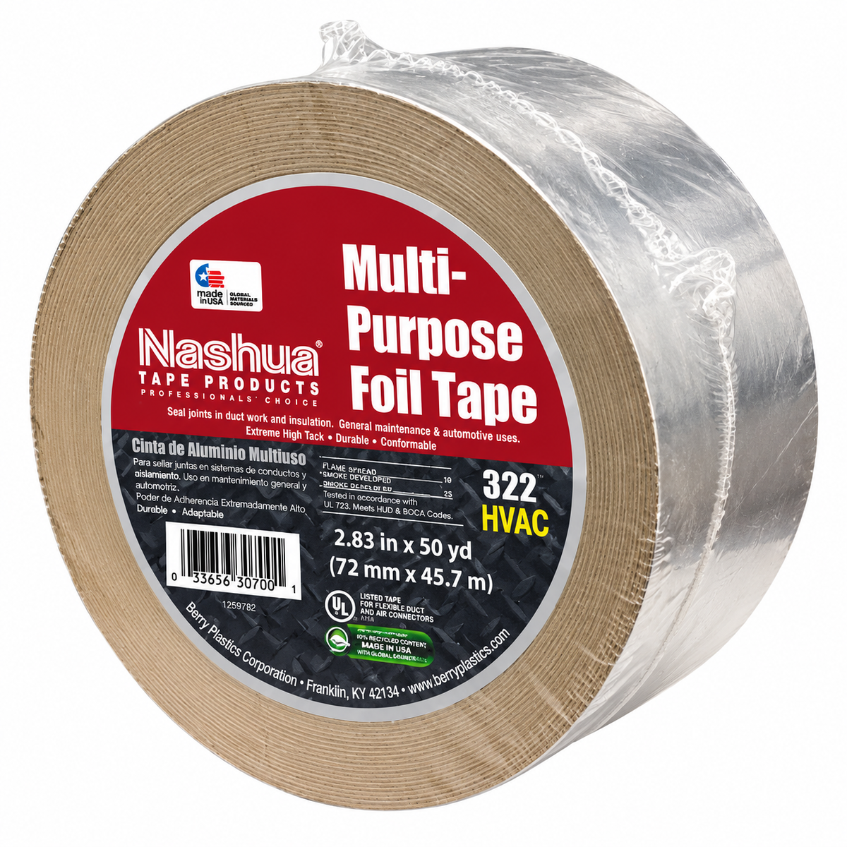 Nashua 322 HVAC foil tape 2.83 inch x 50 yard full roll