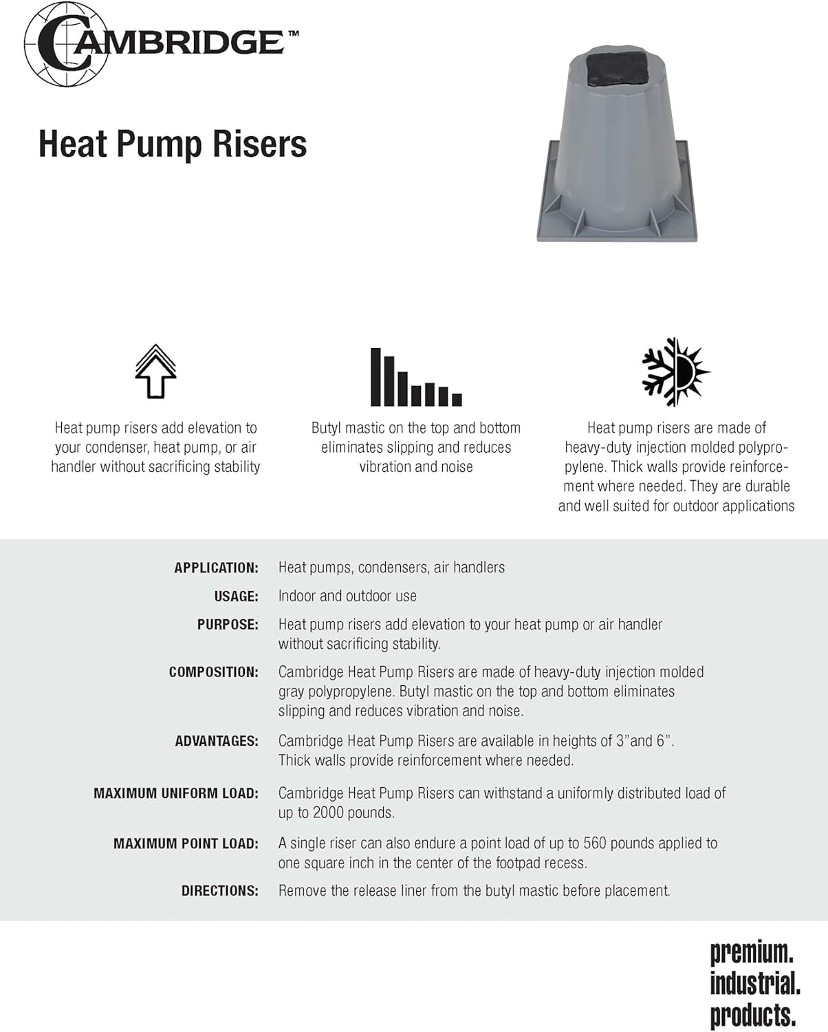 3" HVAC Condenser & Heat Pump Riser – 4 Pack