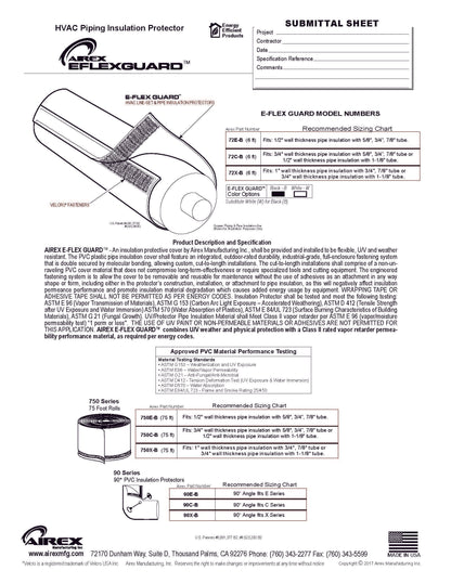 Airex Model 72C - E-Flex Guard Black/White Line Set Cover/Protector/Sleeve for 5/8", 3/4" or 7/8" Copper Tubing w/ 3/4" Wall Insulation