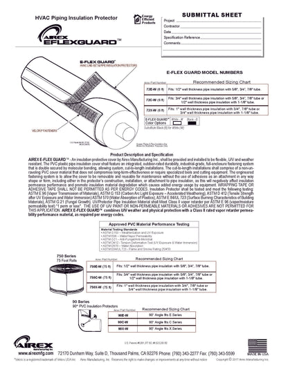 Airex Model 72C - E-Flex Guard Black/White Line Set Cover/Protector/Sleeve for 5/8", 3/4" or 7/8" Copper Tubing w/ 3/4" Wall Insulation