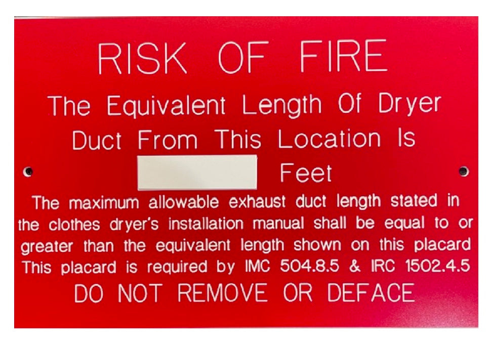 Dryer Placard 4"x6" Plastic Engraved Embossed Plate Sign