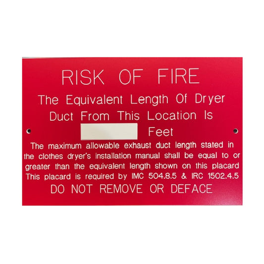 Dryer Placard 4"x6" Plastic Engraved Embossed Plate Sign