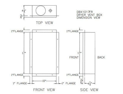 Metal Dryer Vent Box DBX1017FR White for 2x6 Walls