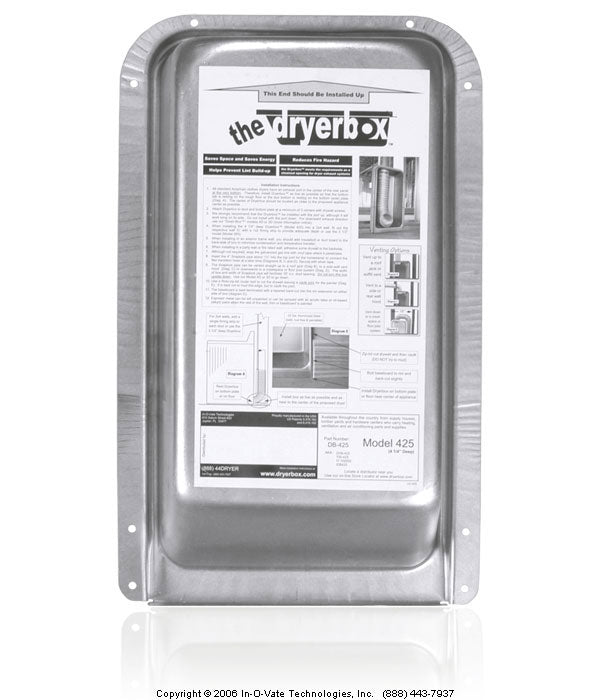 Dryerbox 425 Recessed Dryer Vent Box - Upward Venting for 2x6 Walls