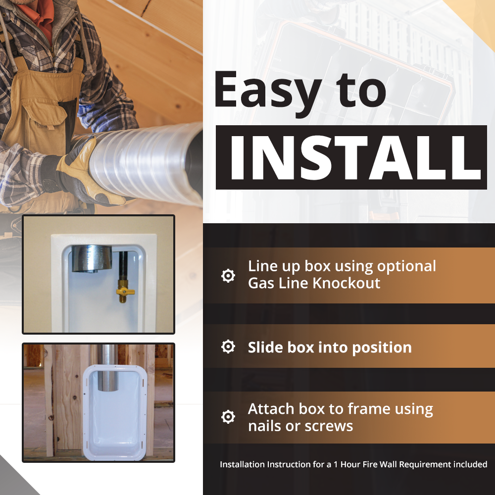 Recessed Metal Dryer Vent Box for with Snap-On Trim Ring