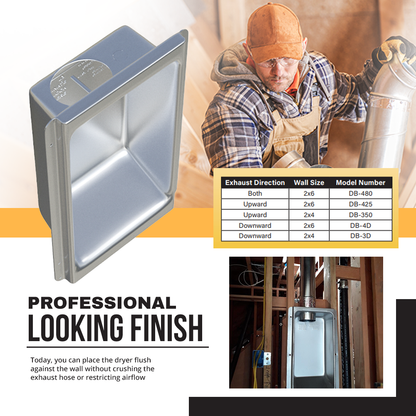 Dryerbox 425 Recessed Dryer Vent Box - Upward Venting for 2x6 Walls