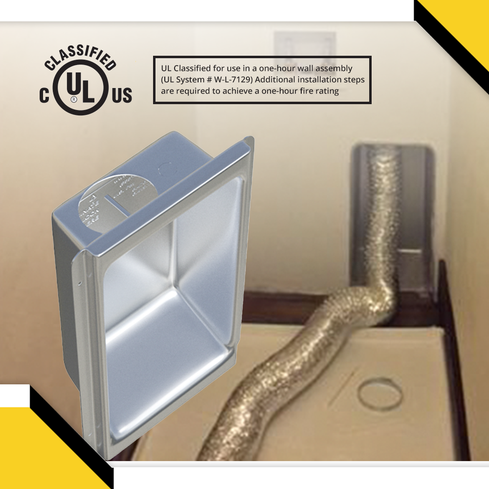 Dryerbox 425 Recessed Dryer Vent Box - Upward Venting for 2x6 Walls