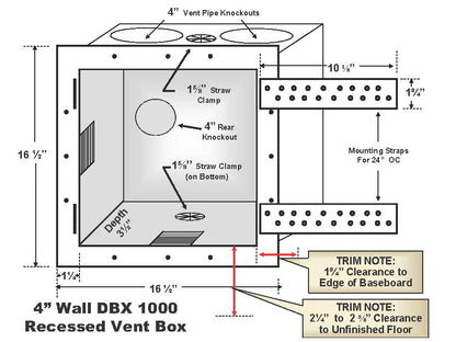 Plastic White Dryer Vent Box with Trim Ring (DBX1000P)