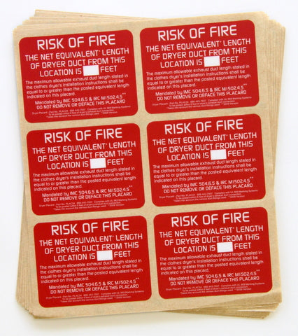 Ensure Code Compliance with PLAC34 Dryer Vent Label Placard